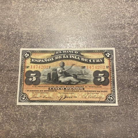 Spain Colonial -5 PESOS- 1896 Cover