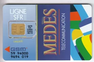 TELECARTE GSM SIM COLLECTOR .. FRANCE LIGNE SFR MEDES TELECOM +N° CHIP/PUCE - Imagen 1 de 2