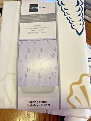 ТКАНЕВАЯ занавеска для душа акварель морская ракушка l Sealife прибрежный коттедж домашний декор - Изображение 1 из 3