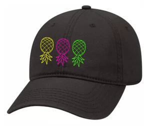 Men's Neon Upside Down Pineapples Embroidered Unisex Twill Dad Hat Adjustable - Picture 1 of 5