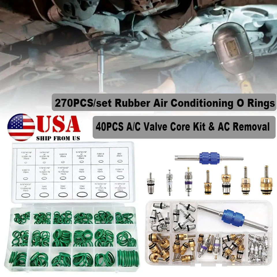 Surtido de 40 núcleos de válvula de aire acondicionado con herramienta removedora + kit de sellos de junta tórica 270 piezas  Foto 1 de 4