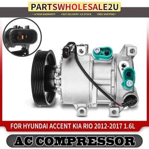 New AC Compressor w/ Clutch for Hyundai Accent Kia Rio 2012-2017 L4 1.6L 178324 - Picture 1 of 11
