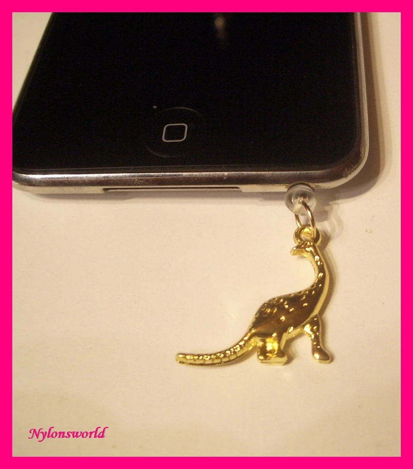 Edler Handy Staubschutz Stöpsel Stecker * Dino Dinosaurier * goldf. NEU   (c892) - Bild 1 von 1