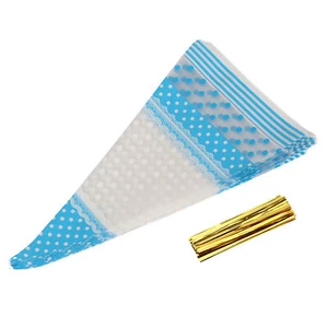 50 Cone Shaped Popcorn Bags With Twist Ties For Parties & Events - Picture 1 of 11