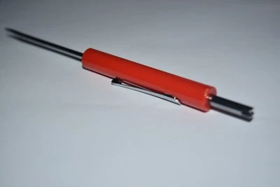 MINI FLAT SCREWDRIVER WITH TIRE HVAC VALVE CORE REMOVER TOP AND POCKET CLIP NEW - Image 1 of 4