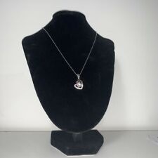 Simple Crystal Heart shape Pendant Silver Chain Necklace Women Ladies Jewellery