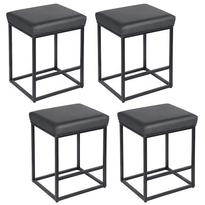 Set of 4 for Kitchen Counter Backless Modern Square Barstools Height 24" Black - Image 1 of 4