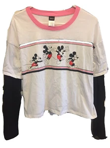 Disney Mickey Mouse Damenhemd Baumwolle weiß/schwarz Langarm XXL (19) Jr Pls - Bild 1 von 7