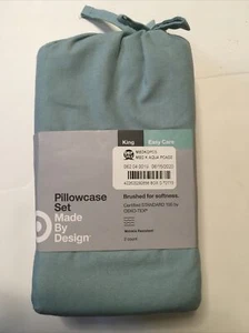 Solid Easy Care Pillowcase Set Bedding - Made By Design - Aqua Blue, King - Picture 1 of 2