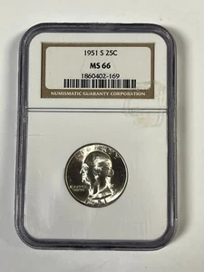 1951 S Washington Quarter 90% Silver 25C NGC MS 66 - Picture 1 of 4