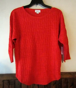 JACLYN SMITH WOMANS MEDIUM ( M ) RED/SPARKLE 3/4 SLEEVE LIGHWEIGHT SWEATER NWT - Picture 1 of 1