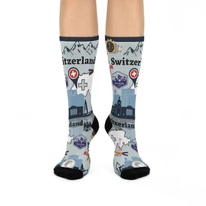 Switzerland Socks Unisex 1 Size Stretchy Lightweight Swiss Alps Watches ORIGINAL - Picture 1 of 7
