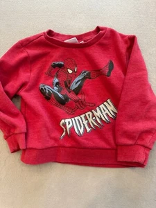 Marvel Spiderman Sweatshirt Kids Boy's 4T Red Fleece Superhero Crew - Picture 1 of 5