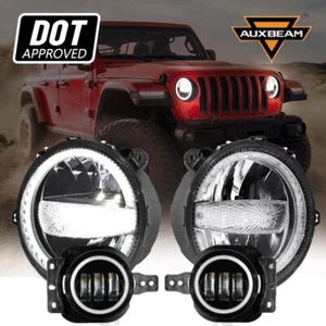 4x AUXBEAM 9" DOT LED Headlights DRL + Fog Light for Jeep Wrangler JL 2018-2023 - Bild 1 von 12
