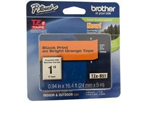 Brother TZe-B51 TZEB51 Black on Fluorescent Orange 0.94" x 16.4FT PTouch OpenBox - Picture 1 of 3