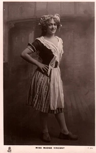Edwardianische Schauspielerin Miss Madge Vincent britische Vintage Postkarte - Bild 1 von 2