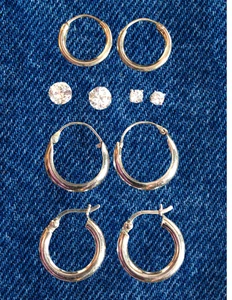 Sterling Silver Huggie Hoop Earrings Lot +Studs 5prs 925 UNISEX .50" 4g 7550 - Picture 1 of 7