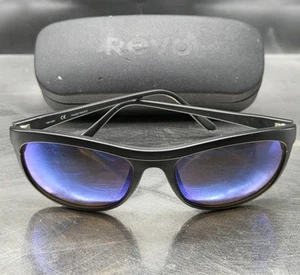 VGC!! Rare Vintage Revo 1001/001 Small Black Wrap / Blue Mirror Made In France - Picture 1 of 22