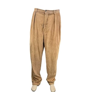 Vtg Le Collezioni Structure Men’s Corduroy Pants Beige Sz 34x33 Cuffed Bottoms - Picture 1 of 10