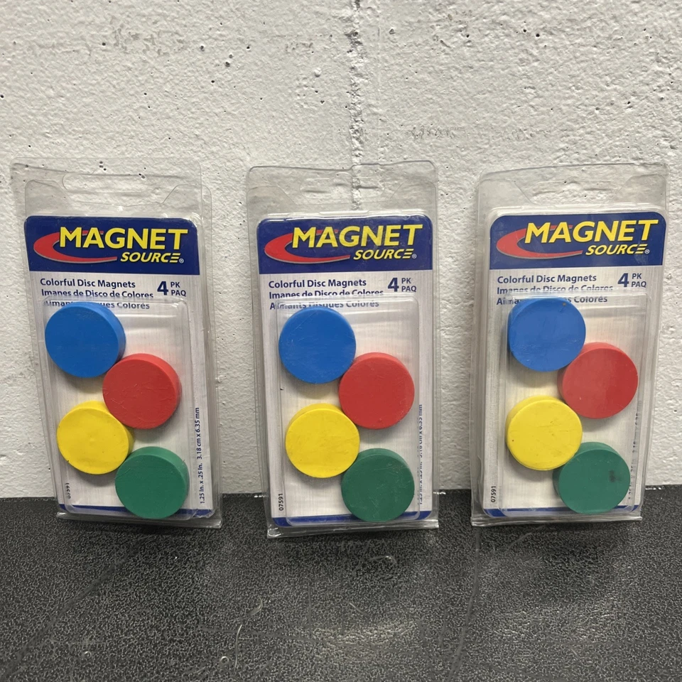 MASTER MAGNETICS 7591 Disc Magnets Red Blue Green Yellow PK4