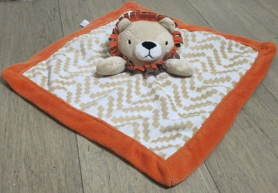 Manta de Seguridad Levtex Lion Baby Lovey Borde Naranja Bronceado Blanco Neutro 12 X 11" Foto 1 de 4