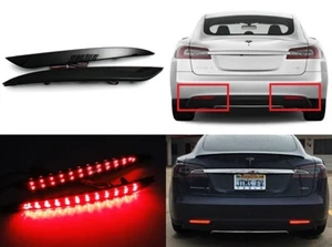 2x Black Rear Bumper Reflector LED Tail Stop Brake Light For 2012+ Tesla Model S - Picture 1 of 12