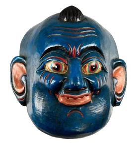 Maschera Joker Blu Nepalese - Danza Cham Buddista - Decorazione Murale 9420 - Picture 1 of 7