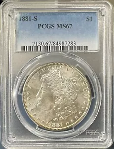 1881-S $1 Morgan Silver Dollar, PCGS SUPERB GEM MS 67, Blast White Coin, Luster - Picture 1 of 2