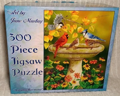 Jane Maday Jigsaw Puzzle Birds Fall Autumn Harmony Berries Light Floral 300 Pc - Image 1 of 4