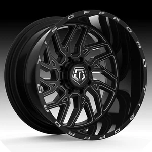 (1)20x12 TIS 544BM Black Milled Rims Wheels Fit 5 lug Jeep - Picture 1 of 6