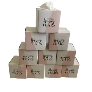 Happy Tears Facial Tissue Favor Packs White Confetti Box Lot Of 9 Boxes - Picture 1 of 4