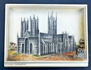 OSBORNE IVOREX Plaque - Lincoln Cathedral - Antique - Made in England - 8” x 6" - Picture 1 of 5