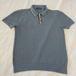 PJ PAUL JONES Knitted Polo Shirt Sweater Short Sleeve Knit Viscose Men’s Sz M - Picture 1 of 4