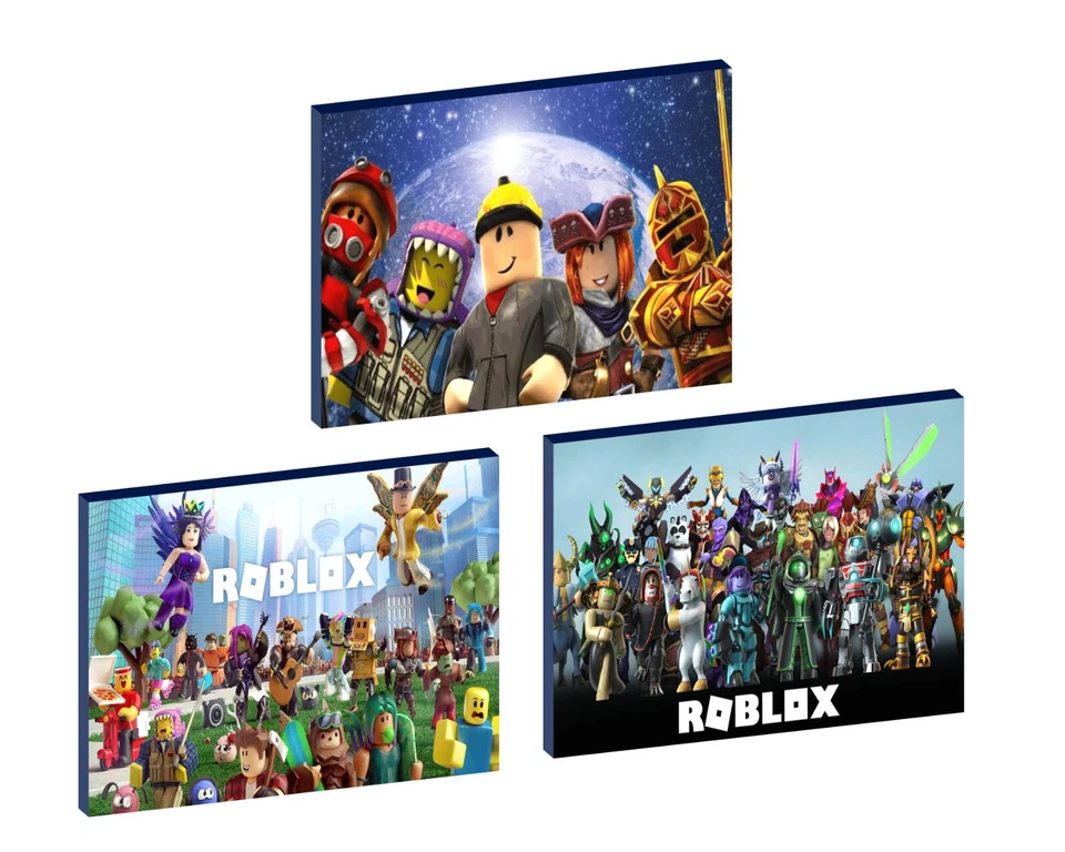ROBLOX gaming SET OF 3 WALL ART PLAQUES/CANVAS PICTURES - Image 1 of 1