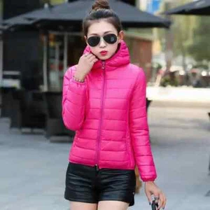 Mujer Chaqueta Abrigo Ligero Puffer Sudadera con Capucha Corta Gruesa Pluma Acolchado Recortado - Imagen 1 de 32