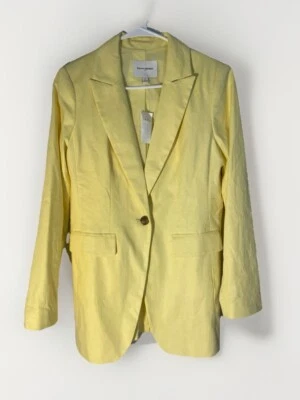 NWT Banana Republic Women’s Sz 2 Soft Yellow Linen Blazer Jacket One Button $160 - Image 1 of 4