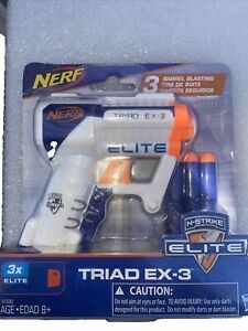 Hasbro NERF N-Strike Elite Triad EX-3 Blaster, White and Orange / NEW