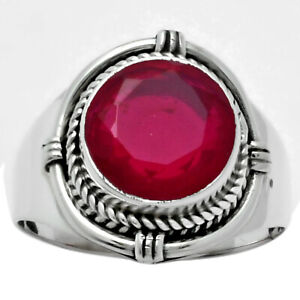 Lab Created Ruby 925 Sterling Silver Ring s.8 Jewelry R-1539