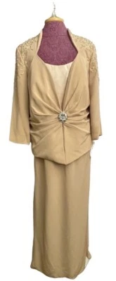 Vestido Montage Mon Cheri Madre de la Novia Beige Con Cuentas Talla 18W Minorista $569 Foto 1 de 4