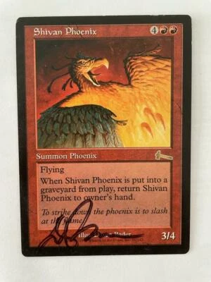 MTG URZA'S LEGACY SHIVAN PHOENIX PLAYED SIGNED BY ARTIST DAREN BADER RARE RED - Image 1 of 4