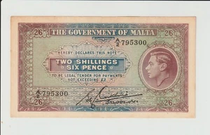 MALTA, 2 SHILLINGS 6 PENCE, PICK 18 - Zdjęcie 1 z 2
