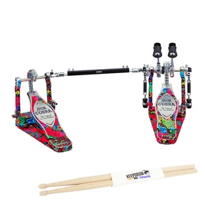 Pedal doble Tama hp900pwmp Iron Cobra 900 Marble Psychedelic Rainbow con palos - Imagen 1 de 10