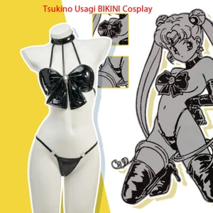 Women Leather Bow Bikini Swimsuit Sailor Moon Uniform Cosplay Tsukino Costume - Picture 1 of 15