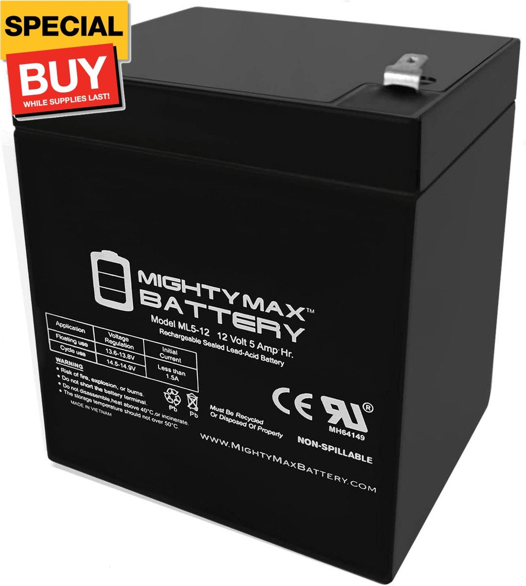 Grupo Universal De La Energía De 12v 5ah Atv Go Kart Batería | Cuotas - Foto 12