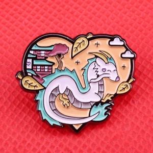 Spirited Away Dragon Haku Heart Ghibli 1.25" Enamel Pin Badge @ US Seller NEW - Picture 1 of 2
