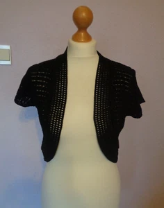 Shrug Size M Jane Norman Black Knit Sparkle Effect Short Sleeve - Picture 1 of 7