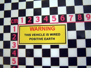 Period Positive Earth Warning Sticker - Classic Car Detail Underbonnet Engine - Picture 1 of 1