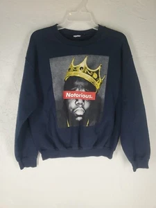 Notorius BIG Biggie Smalls Brooklyn Mint Navy Blue Crewneck Sweatshirt Size M - Picture 1 of 7