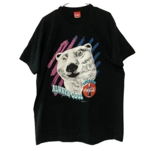Vintage 1994 Coke Coca Cola Polar Bear 'Always Cool' Black Shirt Men's XL, USA - Picture 1 of 11