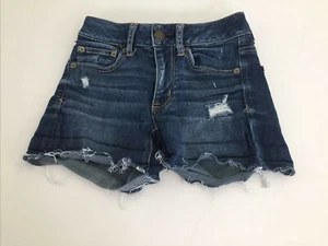 Junior Mujer talla 00 Jean Shorts Blue Cutoffs Cotton Blend Distressed 3.5"Ins - Imagen 1 de 7